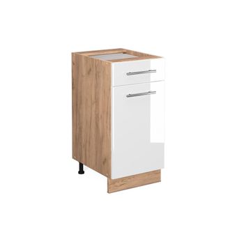 Vicco Mueble Bajo De Cocina Fame-line, Blanco Alto Brillo, 40 Cm Sin Encimera