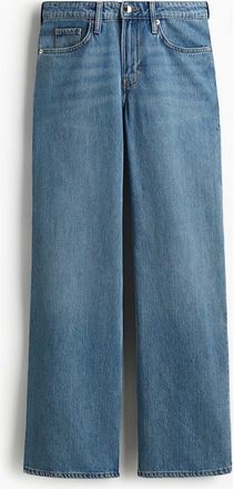 H&M Feather Soft Wide Regular Jeans in Denim Blue at Nordstrom, Size 20