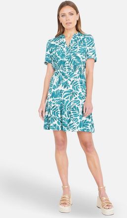 Yumi Leaf Print Mini Dress in Green at Nordstrom, Size 12