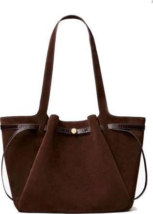 Tory Burch Romy Suede Tote - Dames - Tassen - Bruin - Maat: ONE Size Su&egrave;de