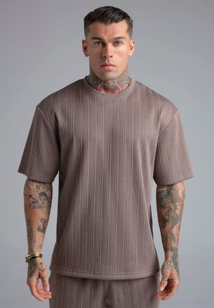 Siksilk T-Shirt de Hombres Marr&oacute;n Texturizada XXL