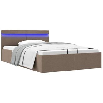 vidaXL Vidaxl - Giroletto con Contenitore e led Tortora Tessuto 120x200 cm
