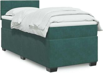 vidaXL Cama Box Spring Con Colch&oacute;n Terciopelo Verde Oscuro 80x200 Cm Vidaxl
