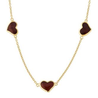 Jan Leslie Triple Station Heart 20 Necklace Set In Sterling Silver With 18K Gold Overlay in Red at Nordstrom