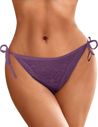 Generic Women Lace Briefs Womens Seamless Tie Side Panties Sexy Bikini Panties Lace Ladies High Waist Low Waist Panties Womens Full Brief Purple