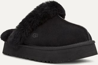 UGG Womens UGG Disquette 1122550-BLK Slippers Black Suede Sheepskin Platform GUG210
