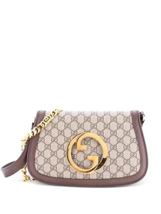 Gucci Blondie NM Chain Flap Bag GG Coated Canvas Small shoulder bag - Brown