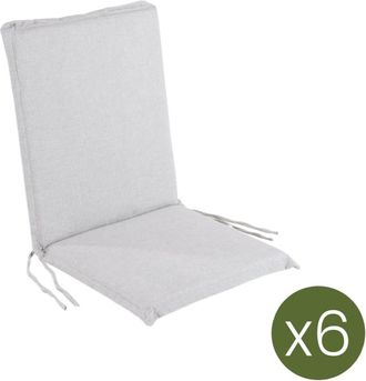 ED&Egrave;N JARD&Iacute; Pack de 6 cojines para sill&oacute;n de jard&iacute;n reclinable olefin gris claro