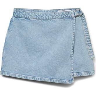 Vero Moda Vica Faux Wrap Denim Skort in Light Blue Denim at Nordstrom Rack, Size Medium