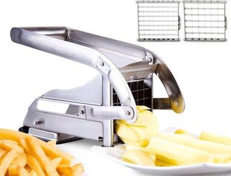 OEM Cortador De Papas Fritas - Cortador De Papas - Prepara Papas Fritas Frescas - Acero Inoxidable - 2 Cuchillas - Plateado
