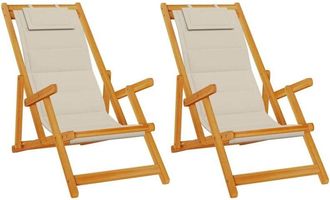 vidaXL Vidaxl - Silla De Playa Con Coj&iacute;n 2 Pcs Marr&oacute;n 61.5 X 123 X 82cm