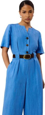 Whistles Fiona Linen Jumpsuit in Blue at Nordstrom, Size 10
