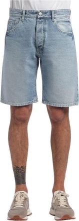 Icon Denim Los Angeles Reguliere Denim Bermuda met Licht Wassen en Versleten Details - Heren - Denim shorts - Blauw - W35 - Denim - Korte Broeken