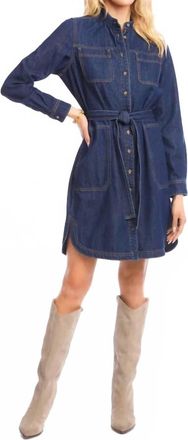 Karen Kane Bliss Belted Denim Mini Shirtdress In Indigo