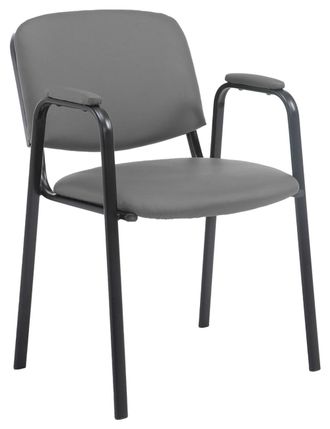 Clp Silla con patas de metal y asiento en simil cuero gris