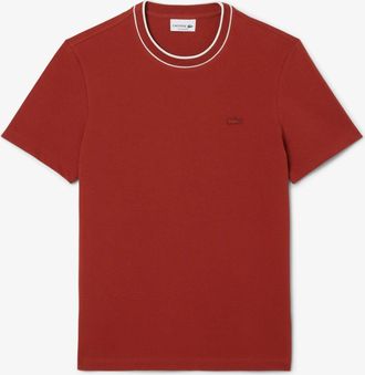 Lacoste Heren Lacoste Stretch Pique Stripe Collared T-shirt in Rood