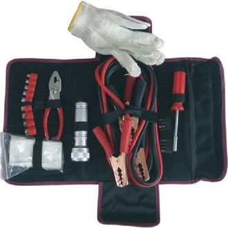 Trade Shop Trade Shop - Valigetta Kit Emergenza 8pz Cavi Batteria Guanti Pinza Cacciaviti Bussole Auto