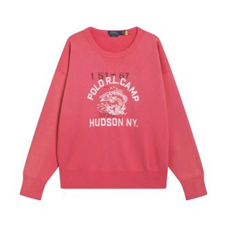 Polo Ralph Lauren Sweatshirts, male, Pink, Size: XL Vintage Fit Fleece Graphic Sweatshirt