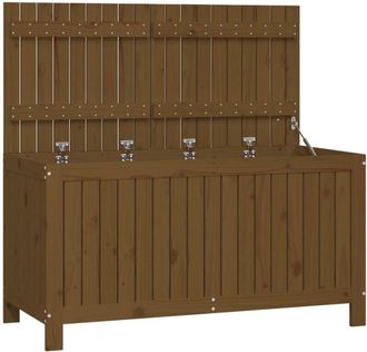vidaXL Caja de almacenaje jardín madera pino marrón miel 121x55x64 cm vidaXL