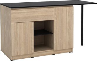 Vente-Unique Isla central de cocina con 2 puertas, 1 caj&oacute;n y 2 estantes - Natural y negro - TUNORI