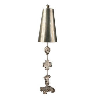 Loops Table Lamp Silhouettes Gold Cone Shade. Aged Silver LED E27 60W in Metallics