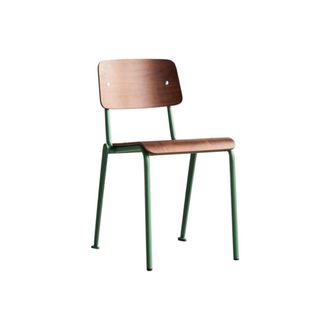 Tikamoon Silla de nogal y metal verde