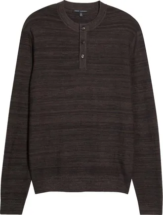 Robert Barakett Aranda Merino Wool Henley Sweater in Espresso at Nordstrom, Size Xx-Large
