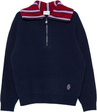Dr&ocirc;le de Monsieur Maglione Po247 Trucker con mezza zip - - Knitwear - Uomo - Blu - M