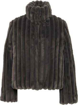 Ichi Rib Faux Fur Jacket in Forged Iron at Nordstrom Rack, Size 10 Us / 42 Eu