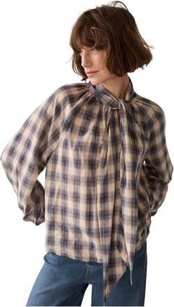 Summum Top Blauw Geruit - Dames - Blouses & Shirts - Veelkleurig - Maat: S Katoen
