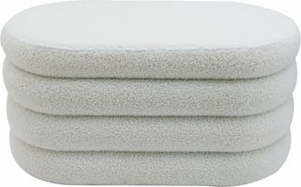 Mobili Rebecca Puf ovalado de almacenamiento en tela blanca