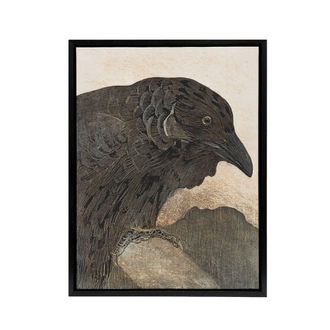 Artery8 Old Crow Bird Painting Framed Canvas Wall Art Print van Hoytema in Brown | Size: W24 x H32