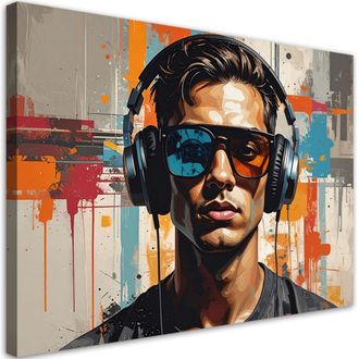 Feeby Impresi&oacute;n De Imagen Abstracci&oacute;n: Hombre Con Auriculares Y Gafas 100x70