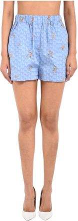 Msgm Printed Poplin Pyjama Trousers - female - MSGM - Pyjamas - Blue - M - Nightwear & Lounge