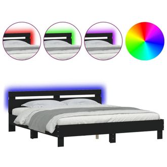 Berkfield Home Bed Frame with LED without Mattress Black 200x200 cm