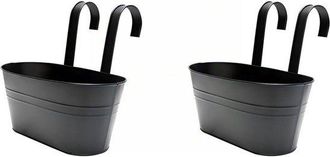 OEM 2 Macetas Colgantes De Metal Con Ganchos Para Balc&oacute;n - Decoraci&oacute;n Colgante - Aptas Para Balc&oacute;n - Para Interior Y Exterior - Negras