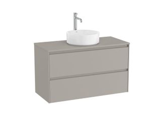 Roca Mueble Para Lavabo Sobre Encimera 1000x460 Ona 2 Cajones Gris Arena