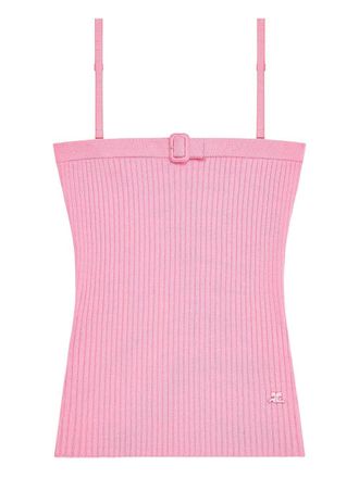 Courr&egrave;ges Fitted Ribbed Knit Top with Adjustable Straps