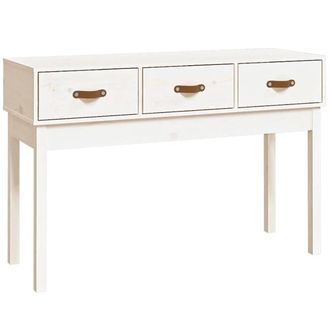 Berkfield Home Console Table White 114x40x75 cm Solid Wood Pine | Size: 114 x 40 x 75 cm