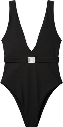 Tory Burch Black Belted Logo Swimsuit