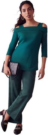 Jessica London Cold Shoulder Top in Mystic Pine at Nordstrom, Size Medium