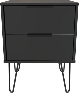 Welcome Furniture Haiti Ready Assembled Bedside Table with 2 Drawers - Black Matt - Welcome Furniture | TJ Hughes