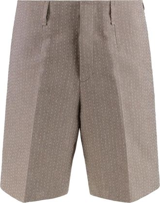 Fendi Korte Broeken, Heren, Beige, L, Katoen, Casual Bermuda shorts met zichtbare stiksels