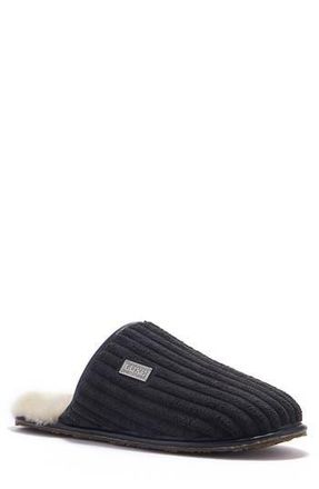 Australia Luxe Twinface Sheepskin Genuine Shearling Lined Scuff Slipper in Black Cord at Nordstrom Rack, Size X-Small