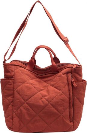 Generic Womens Simple Stylish Large Capacity Tote Bag Soft Lightweight Quilted Shoulder-Bag for School Work Shopping Travel Daily (Orange)