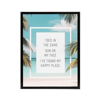 Artery8 Toes In Sand Sun On Face Beach Found Happy Place Framed Canvas Art | Size: W24 x H32