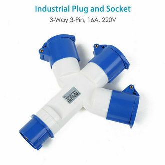 OEM Adaptador De 3 Tomas Con Tapa Para Enchufe De 3 Polos, 16 A 220 V Industrial Ip44 - Multitoma Para Caravanas/autocaravanas/embarcaciones, Obras De Con