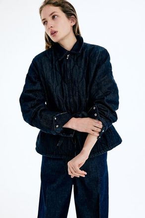 H&M Quilted Denim Jacket in Dark Denim Blue at Nordstrom, Size X-Large