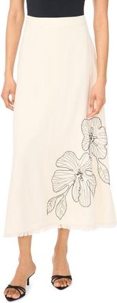 Vince Camuto Placed Embroidered Floral Skirt in Natural at Nordstrom, Size Xx-Small
