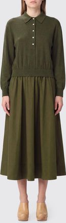 Polo Ralph Lauren Double-Layer Wool and Cotton Blend Flared Midi Dress
